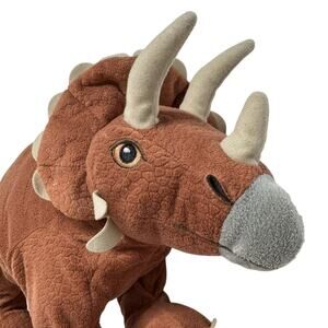 IKEA Jattelik Brown Triceratops Plush Stuffed Animal Horns Soft *READ* 18 in.